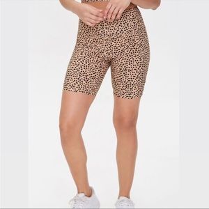 Forever 21 athletic cheetah print biker bike leggings elastic workout shorts